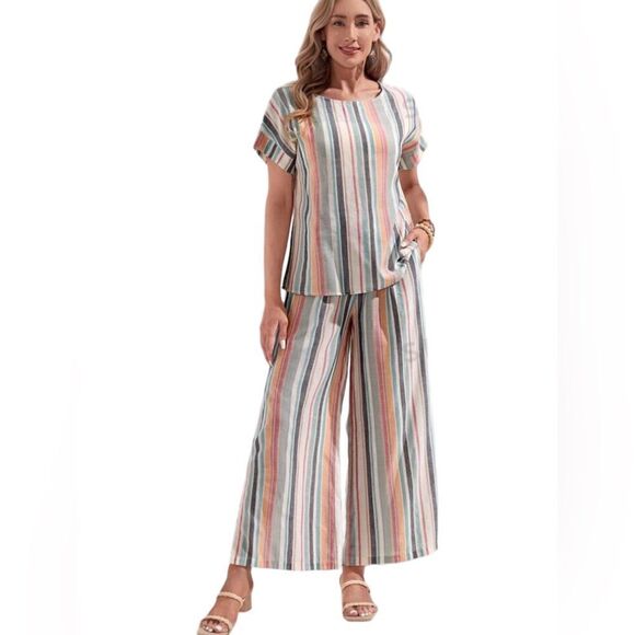 Emery Rose Pants - Emery Rose Plus Stripped Pants Suit